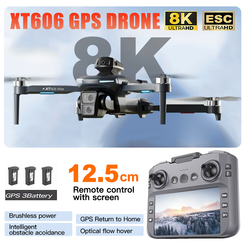 XT606 MAX 3 battery Drone 4k 8 - đánh giá và giá Drone Kit Professional